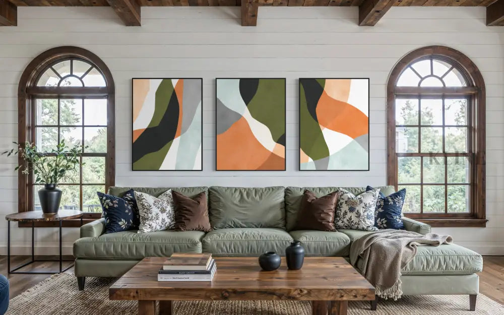 Expressionist Forms Triptych - Hand Painting