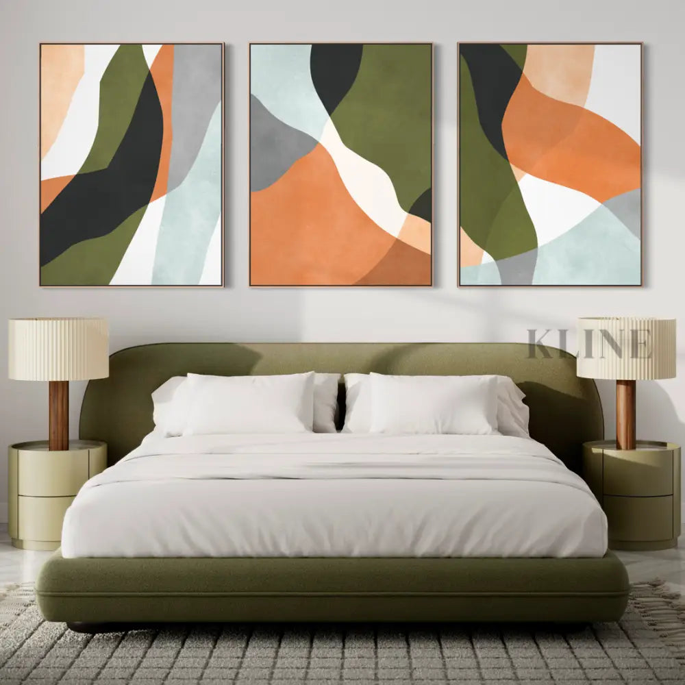 Expressionist Forms Triptych - Hand Painting Minimalist Art