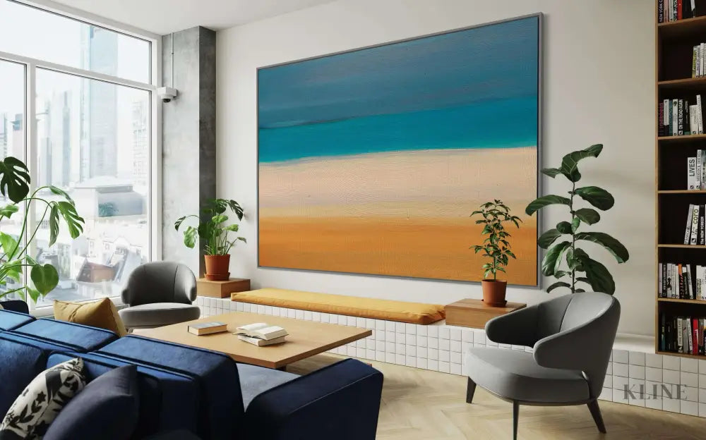 Faixa de Areia 01 - Hand Painting Orange Wall Art