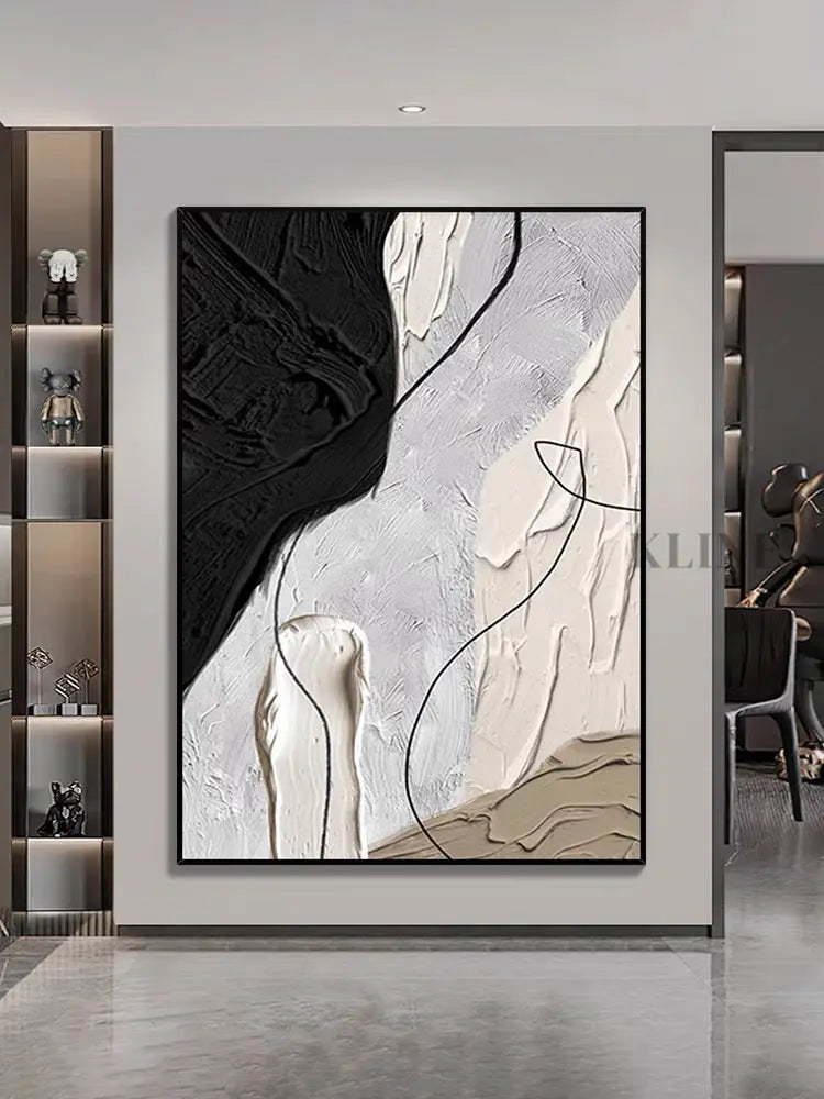 Far from Black and White Textured Painting - Hand Painting