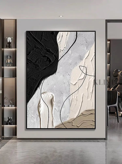 Far from Black and White Textured Painting - Hand Painting