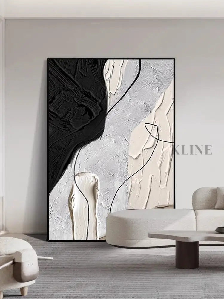 Far from Black and White Textured Painting - Hand Painting 