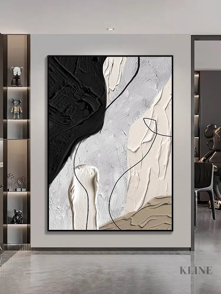 Far from Black and White Textured Painting - Hand Painting