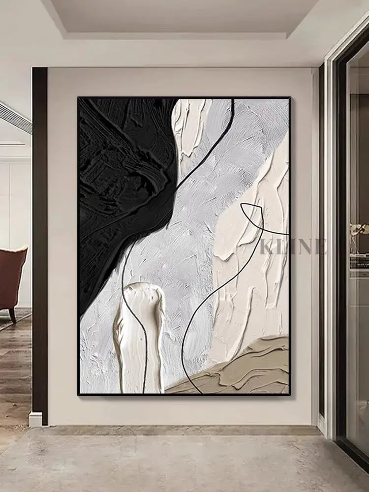 Far from Black and White Textured Painting - Hand Painting Oferta de viernes negro