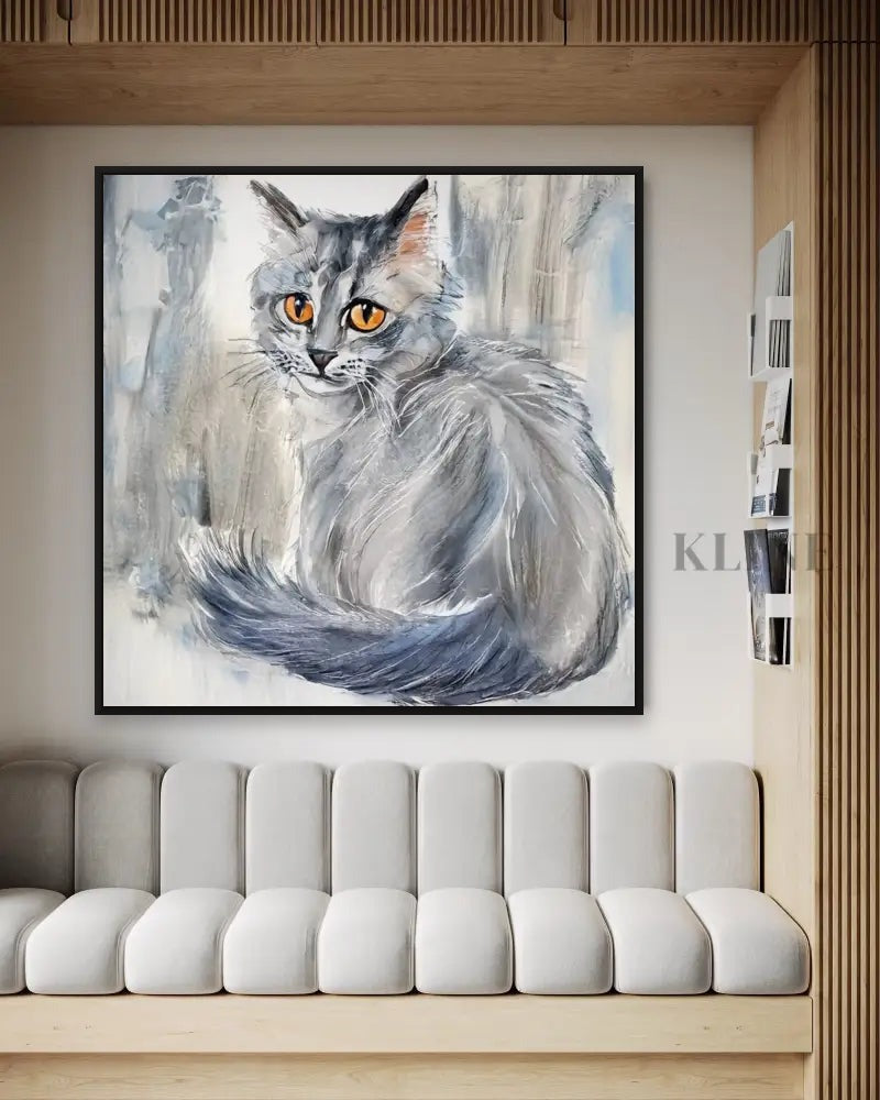 Feline Majesty - Hand Painting Quadratische Wandkunst und Gemälde