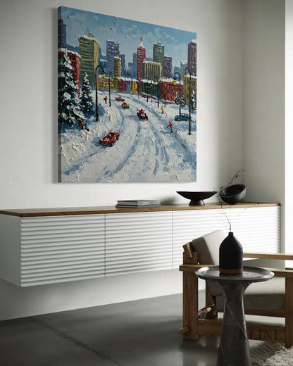 Frost-Kissed Metropolis - Hand Painting