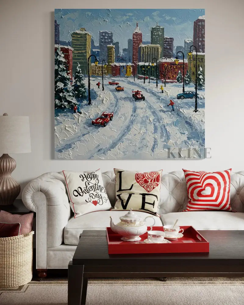 Frost-Kissed Metropolis - Hand Painting