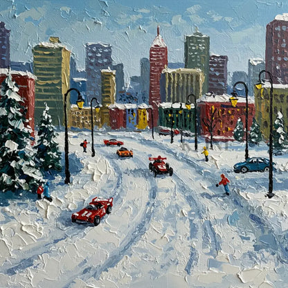 Frost-Kissed Metropolis - Hand Painting