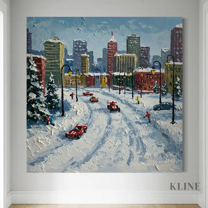 Frost-Kissed Metropolis - Hand Painting