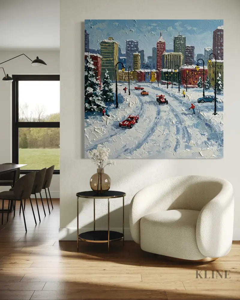 Frost-Kissed Metropolis - Hand Painting