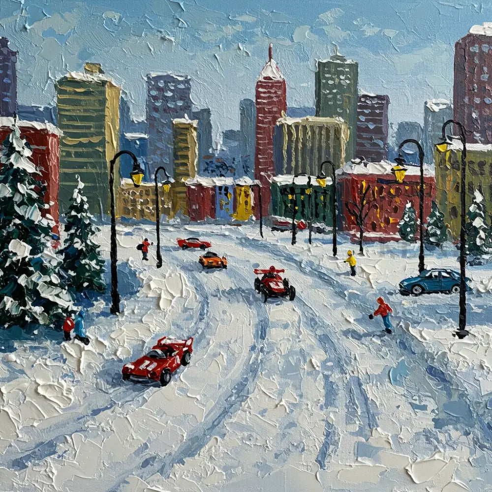 Frost-Kissed Metropolis - Hand Painting