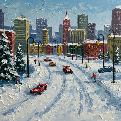 Frost-Kissed Metropolis - Hand Painting