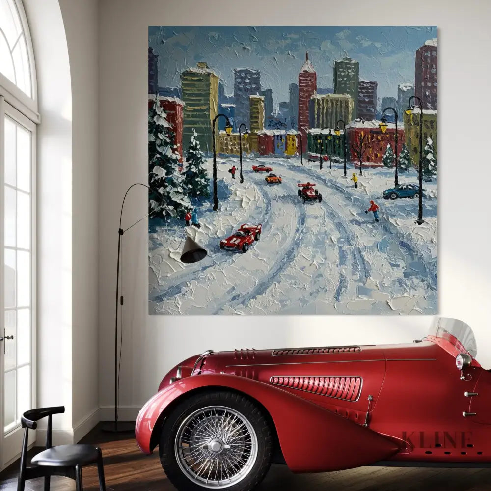 Frost-Kissed Metropolis - Hand Painting 