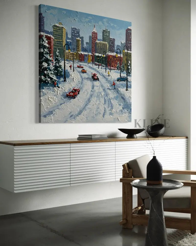Frost-Kissed Metropolis - Hand Painting