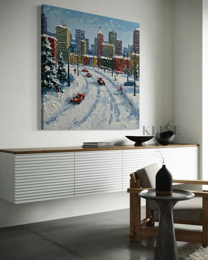 Frost-Kissed Metropolis - Hand Painting