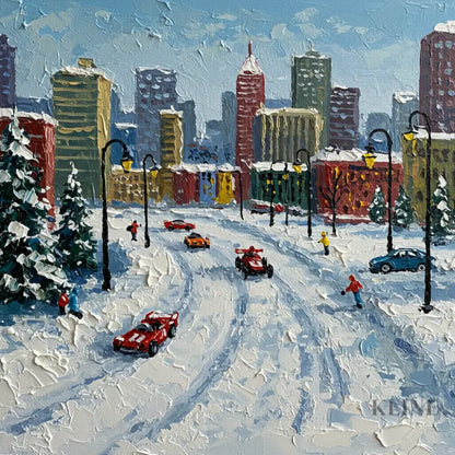 Frost-Kissed Metropolis - Hand Painting