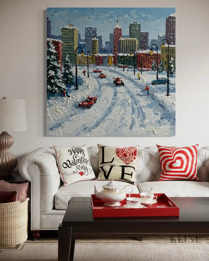 Frost-Kissed Metropolis - Hand Painting