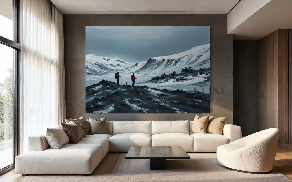 Frozen Frontier Odyssey - Hand Painting Art mural de salle à manger