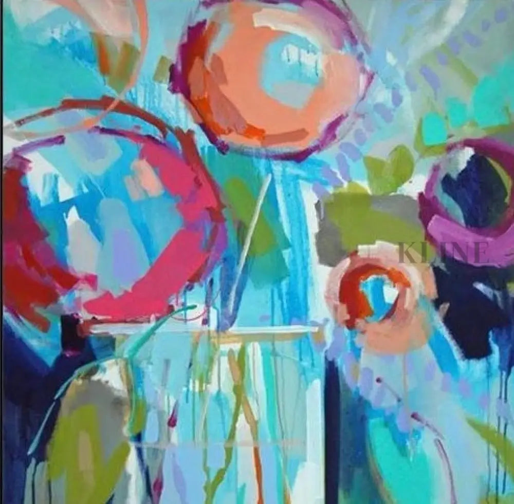 Vibrant hand-painted wall art featuring abstract fruits in bold colors, ideal for enhancing home decor. 