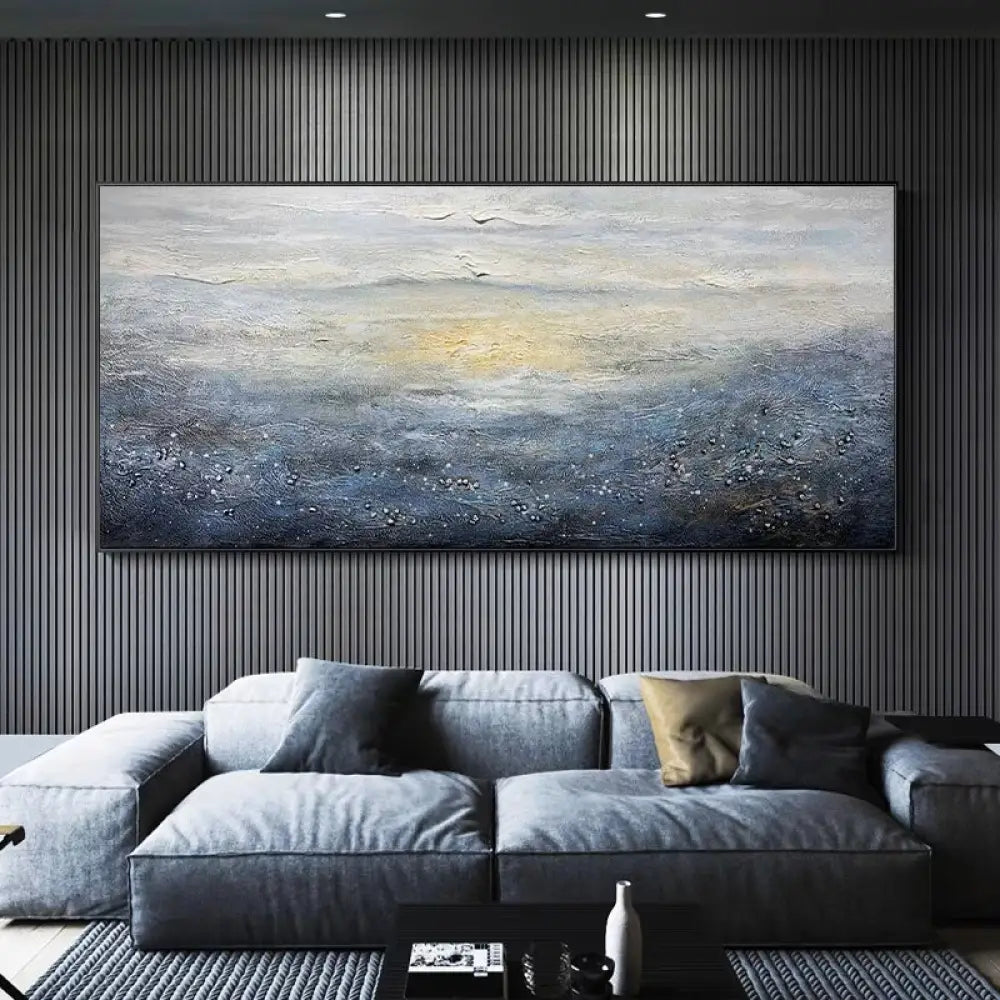 Gazing at the Sky - Hand Painting Arte della parete blu