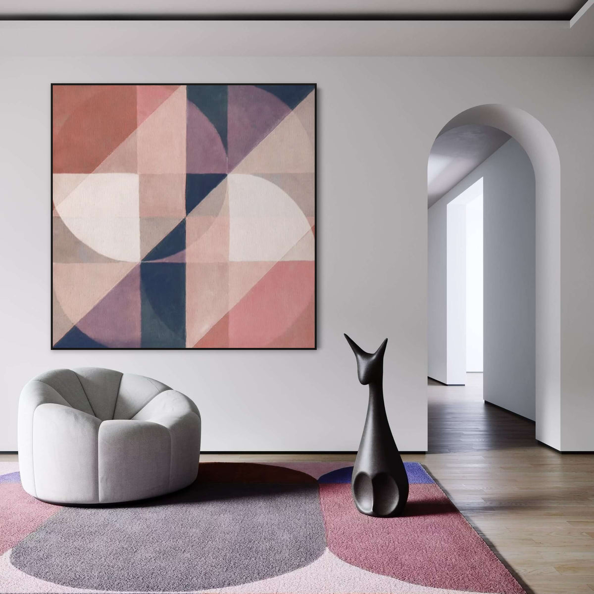 Geometric Breakdown 2 - Hand Painting Arte da parete rosa