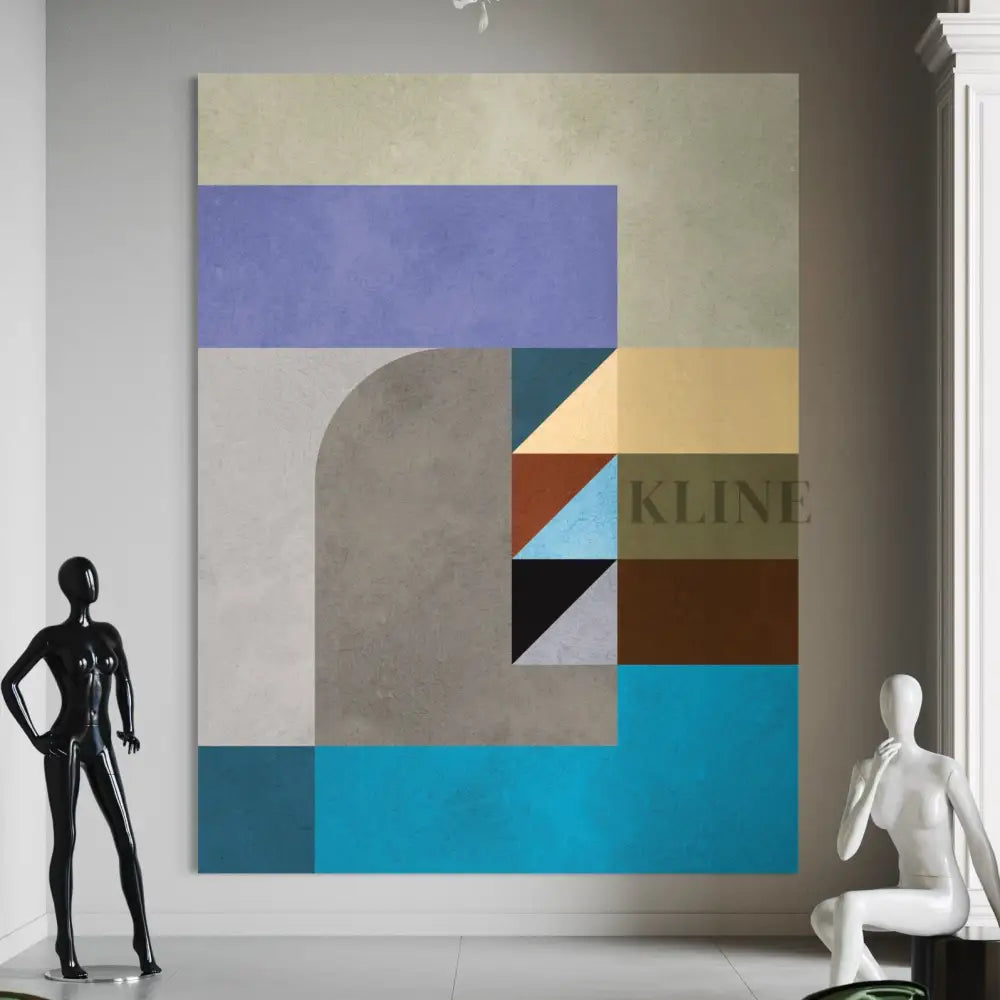 Geometric Harmony - Hand Painting ラウンジウォールアート