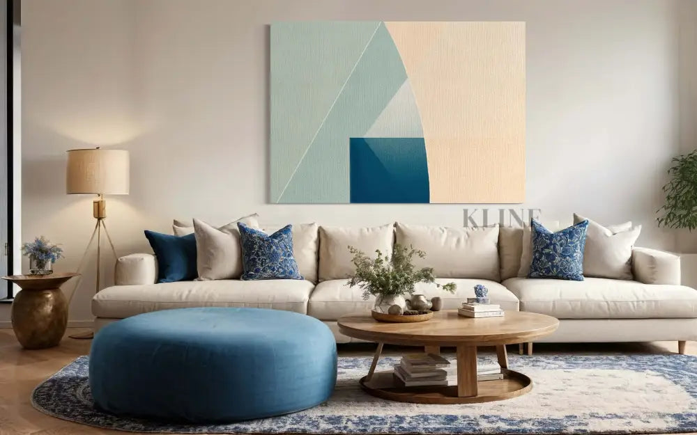 Geometric Sailing 04 - Hand Painting Art mural de salon