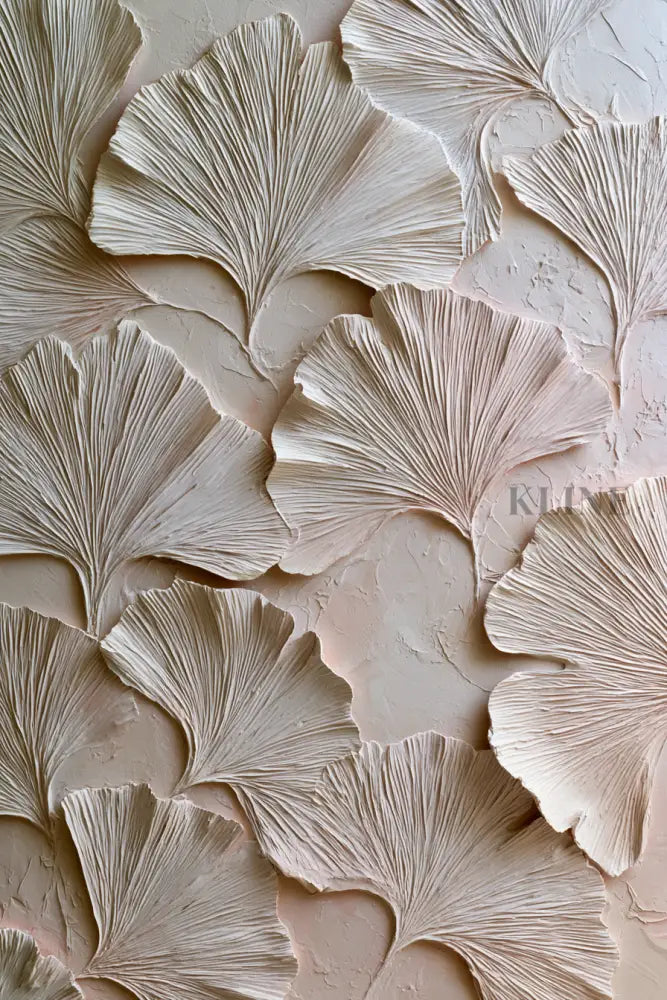 Ginkgo Relief in Soft Ivory - Hand Painting 