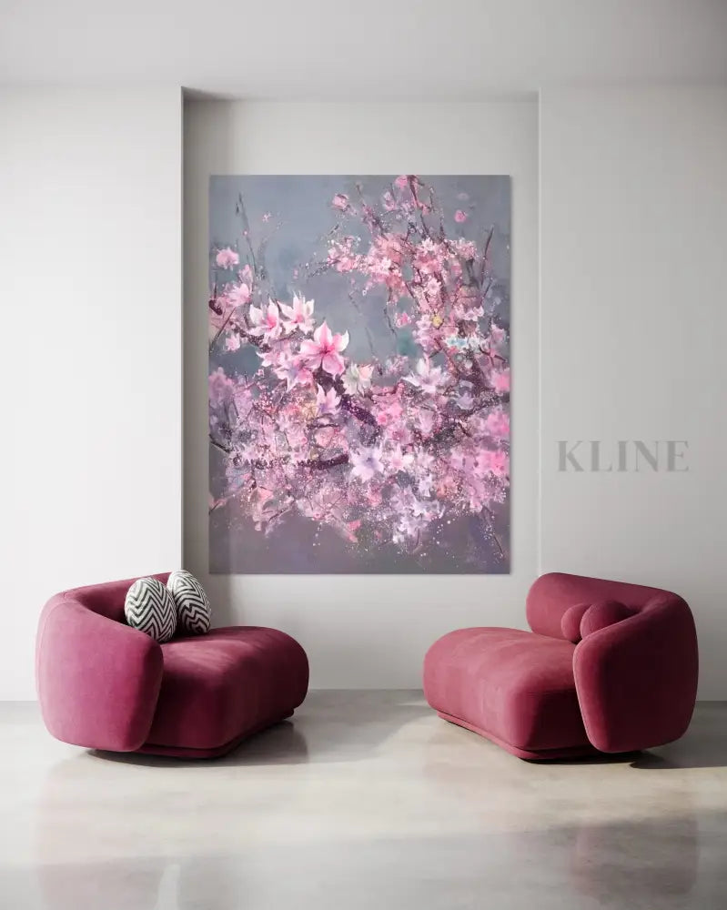 Glimmer of Sakura - Hand Painting ダイニングルームのウォールアート