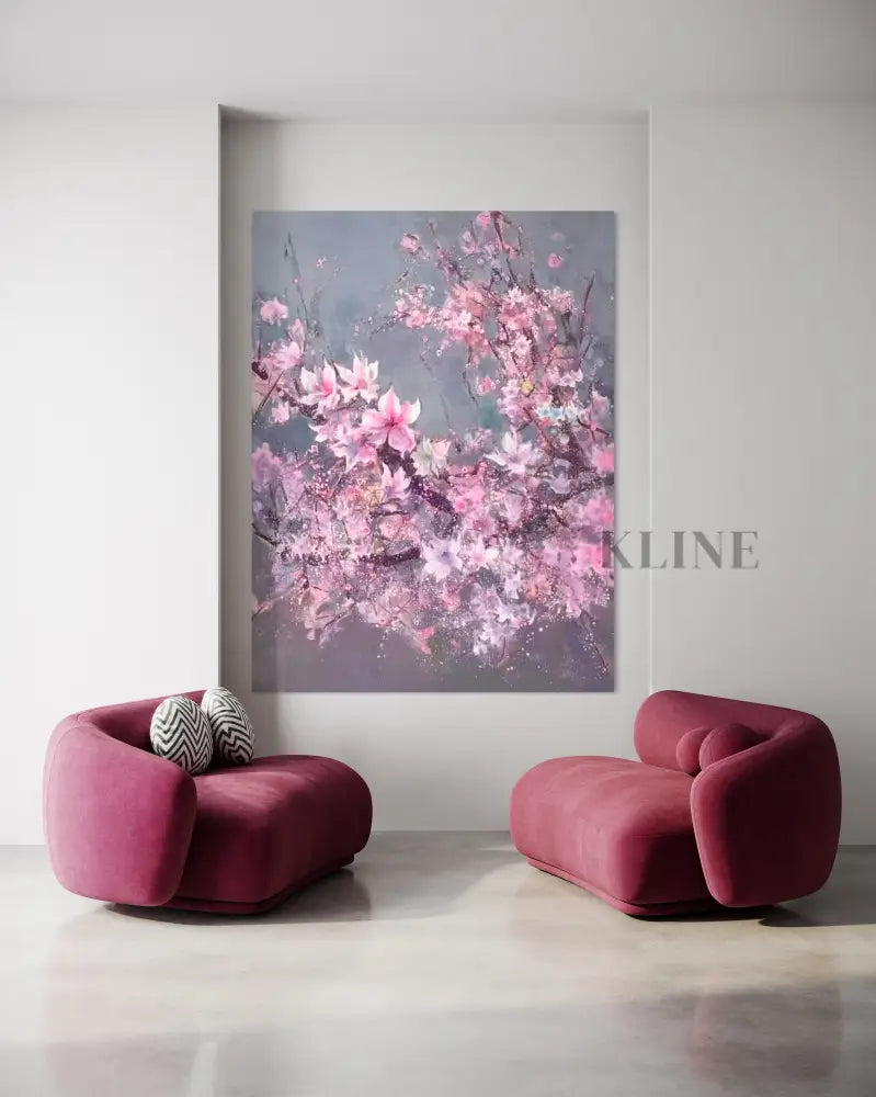 Glimmer of Sakura - Hand Painting ダイニングルームのウォールアート
