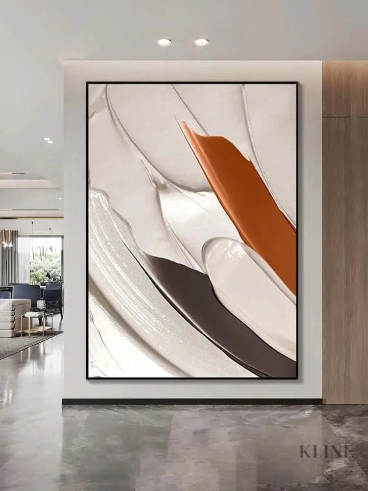 Glossy Textured Coffee Colored Painting - Hand Painting