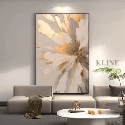 Golden Abstract Floral - Hand Painting