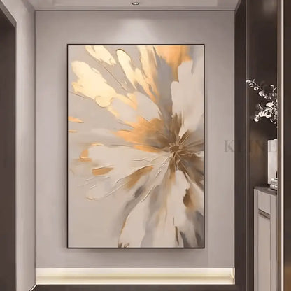 Golden Abstract Floral - Hand Painting