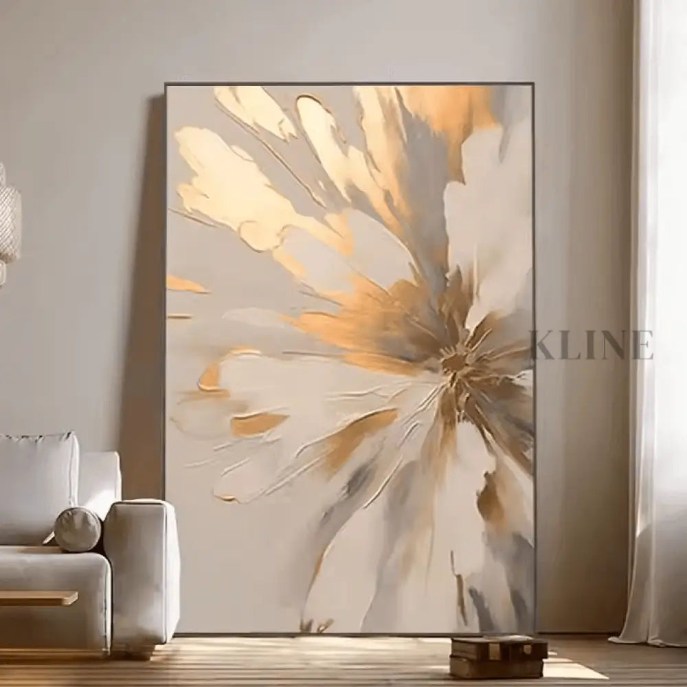Golden Abstract Floral - Hand Painting