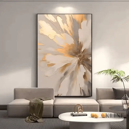 Golden Abstract Floral - Hand Painting