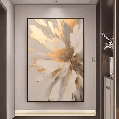 Golden Abstract Floral - Hand Painting