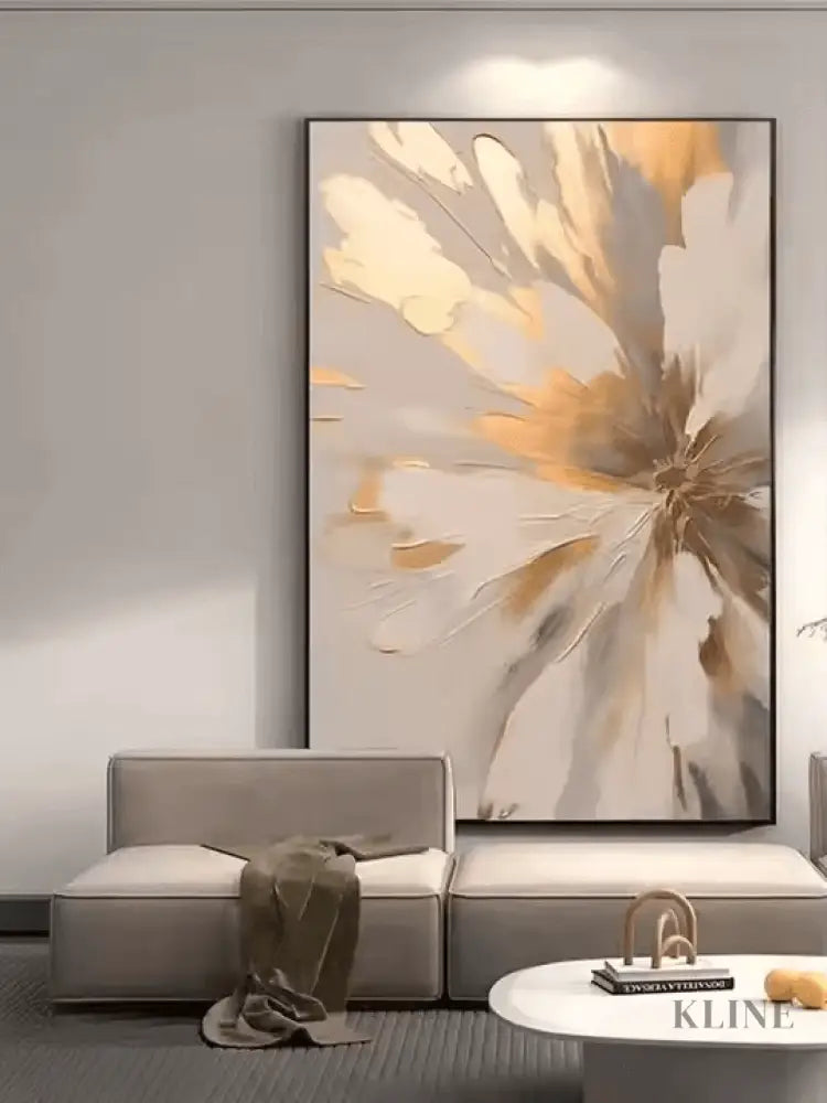 Golden Abstract Floral - Hand Painting
