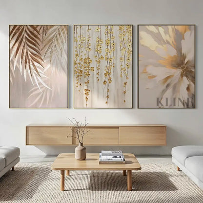 Golden Abstract Floral Set - Hand Painting