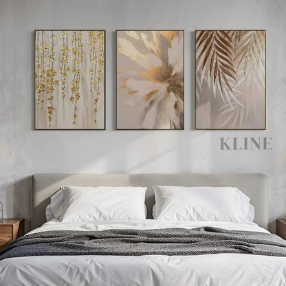 Golden Abstract Floral Set - Hand Painting
