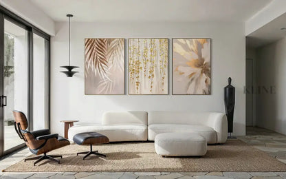 Golden Abstract Floral Set - Hand Painting