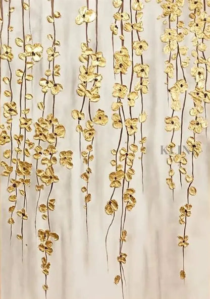 Golden Abstract Floral Set - Hand Painting