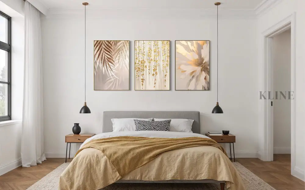 Golden Abstract Floral Set - Hand Painting