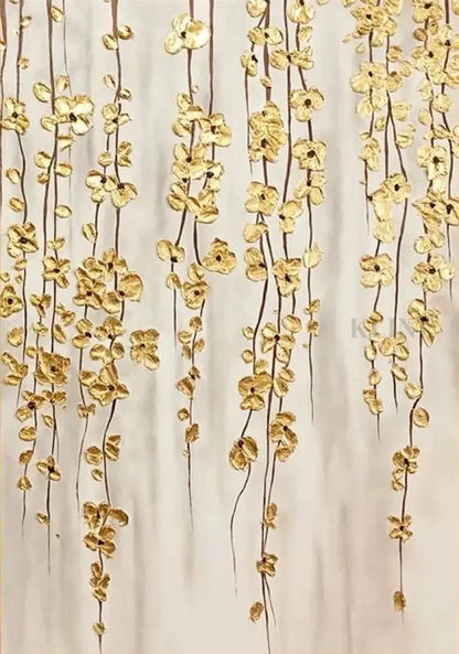 Golden Abstract Floral Set - Hand Painting