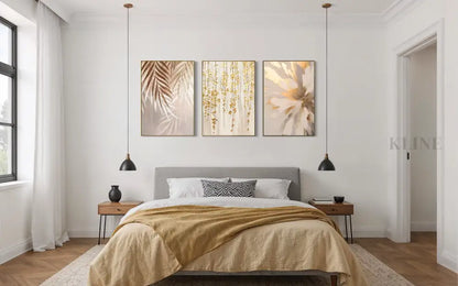 Golden Abstract Floral Set - Hand Painting