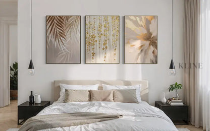 Golden Abstract Floral Set - Hand Painting