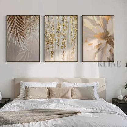 Golden Abstract Floral Set - Hand Painting