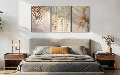 Golden Abstract Floral Set - Hand Painting