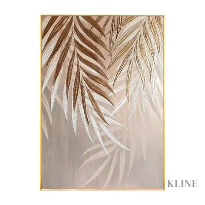 Golden Abstract Leaf - Hand Painting