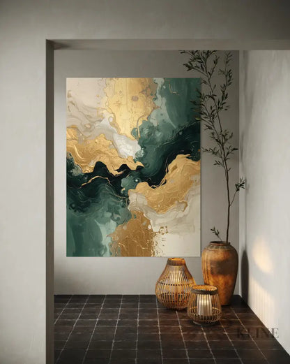 Golden Currents - Hand Painting