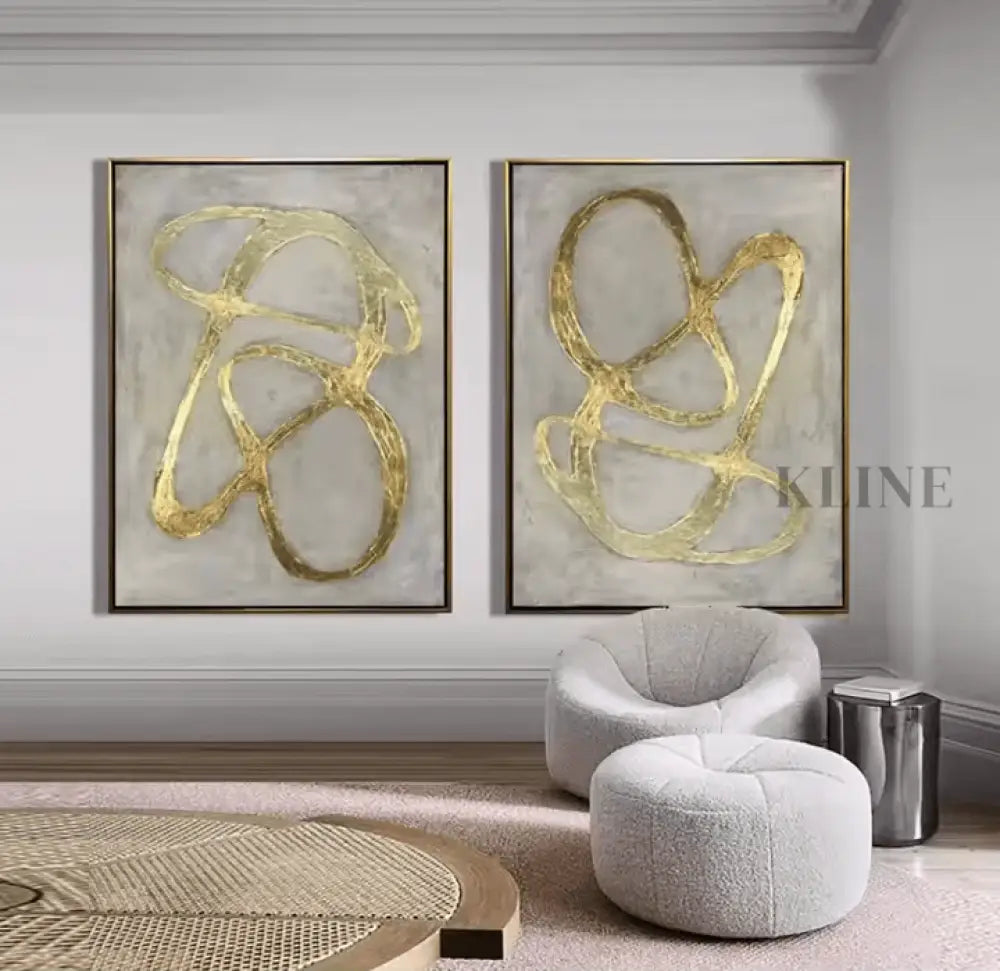 Golden Diptych - Hand Painting 